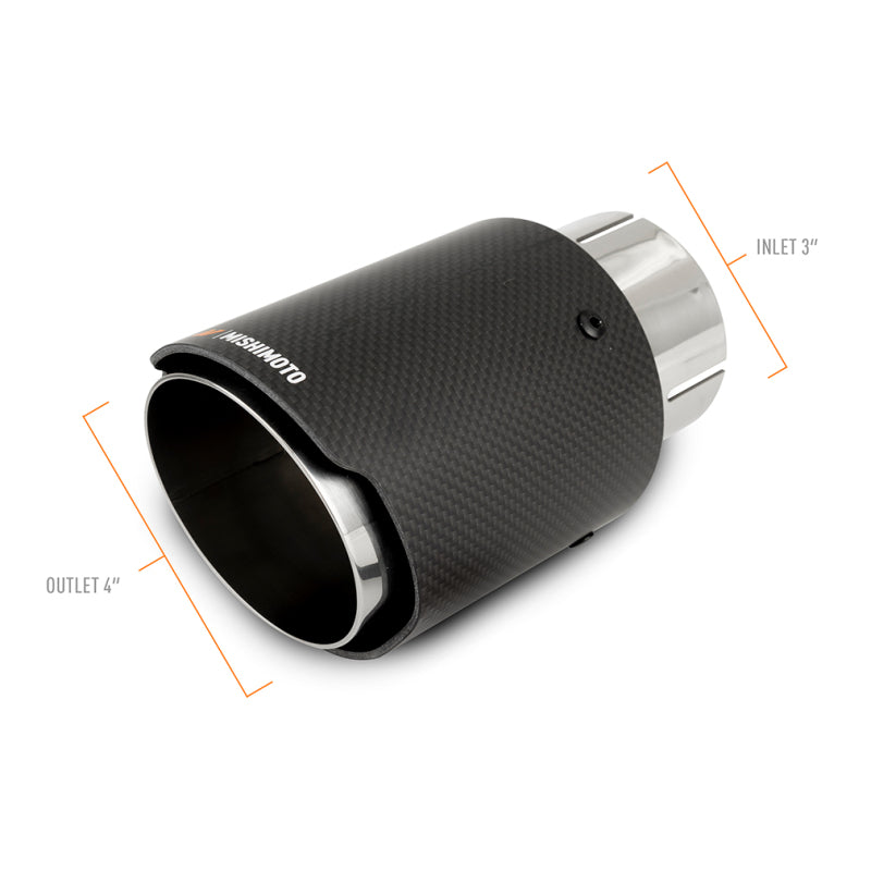 Mishimoto Carbon Fiber Muffler Tip 3-Inch Inlet, 4-Inch Outlet with Polished Finish
