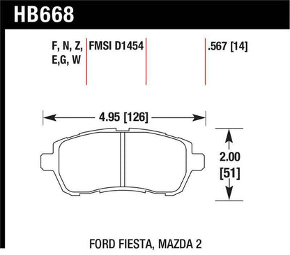 Hawk 11-12 Ford Fiesta S/SE/SEL / 11-12 Mazda 2 Sport/Touring DTC-60 Front Race Brake Pads