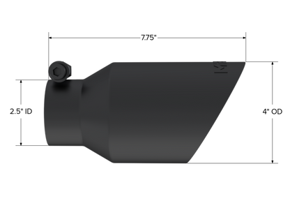 MBRP Universal 4-inch Dual Wall Angled Exhaust Tip - Black Coated, 2.5-inch Inlet, 8-inch Length