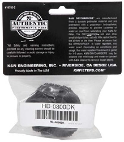 K&N Drycharger Air Filter Wrap HD-0800 Black for Harley Davidson Models