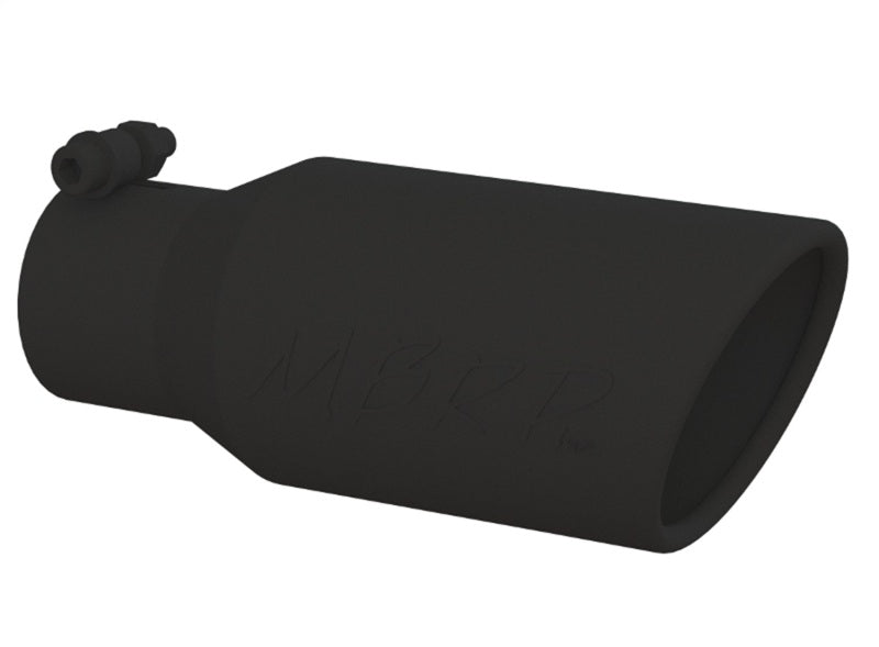 MBRP Universal Angled Rolled End Exhaust Tip - Black Coated Stainless Steel, 4 Inch Outlet Diameter, 2-3/4 Inch Inlet Diameter, 10 Inch Length