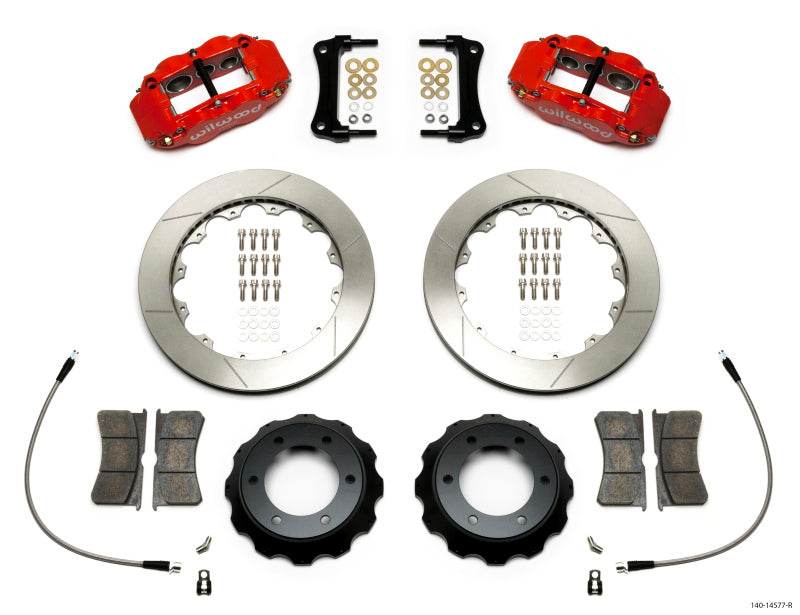 Wilwood Narrow Superlite 6R Front Brake Kit for Toyota Tacoma 2005-2015 – Red Calipers with 12.88-Inch Slotted Rotors and Brake Lines