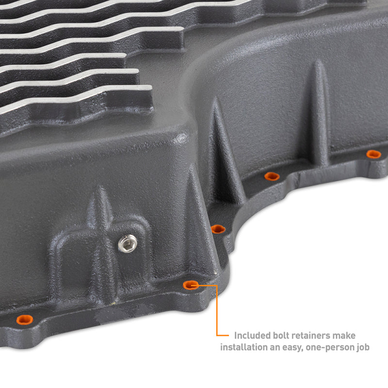 Mishimoto Aluminum Transmission Pan for Ford 6.7L Powerstroke (2011-2019) – Cast Aluminum, Gunmetal Gray