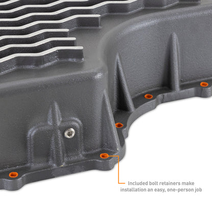 Mishimoto Aluminum Transmission Pan for Ford 6.7L Powerstroke (2011-2019) – Cast Aluminum, Gunmetal Gray