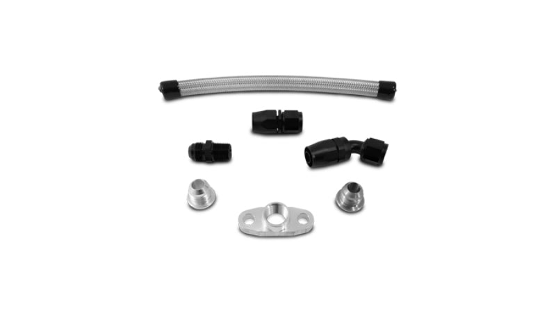 Vibrant Universal Oil Drain Kit with 12-inch PTFE-Lined Stainless Steel Hose and Aluminum Fittings