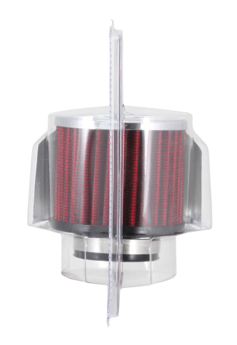 K&N Engineering 62-1514 1.5-Inch Flange Crankcase Vent Filter with Chrome Top and Heat Shield