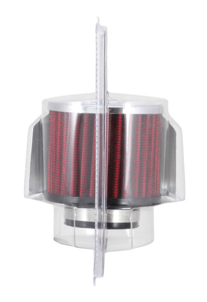 K&N Engineering 62-1514 1.5-Inch Flange Crankcase Vent Filter with Chrome Top and Heat Shield