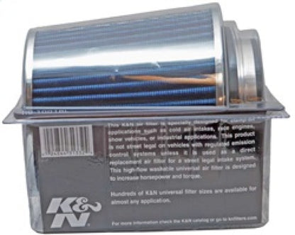 K&N Engineering RG-1001BL Universal Chrome Round Tapered Air Filter - 4-Inch Flange ID, 1.125-Inch Flange Length, 5.5 Inches Height