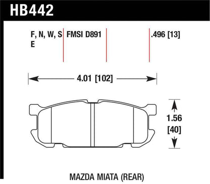 Hawk 01-02 Miata w/ Sport Suspension HPS  Street Rear Brake Pads (D891)