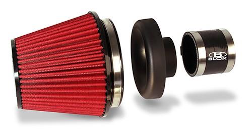 BLOX Racing Performance Filter Kit with 3.5-Inch Velocity Stack and Silicone Hose – Black