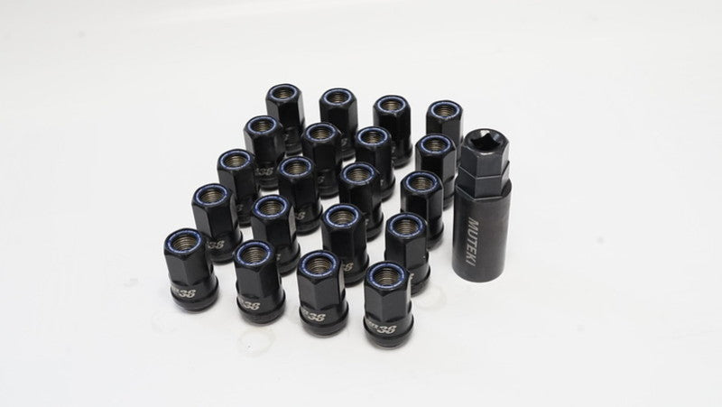 Wheel Mate Muteki HR38 Open End Lug Nuts 12x1.25 Titanium Chrome with Blue Ring