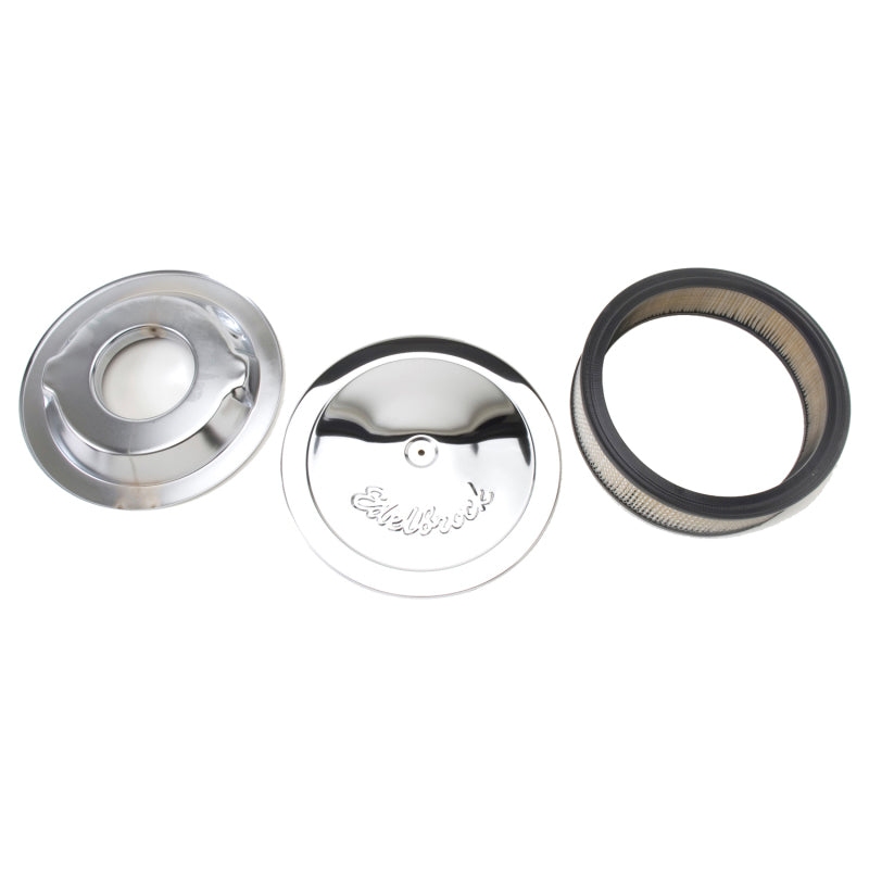 Edelbrock Part #1221 Triple Chrome Round Air Cleaner for 5-1/8" Carburetors