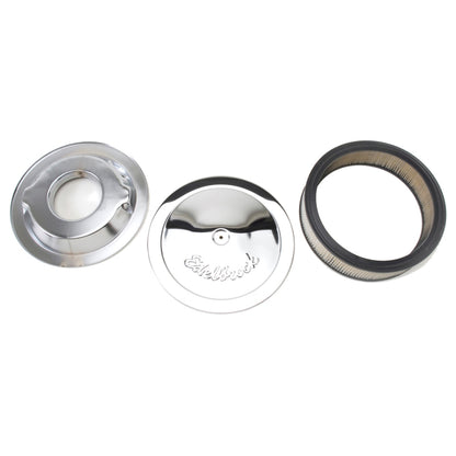 Edelbrock Part #1221 Triple Chrome Round Air Cleaner for 5-1/8" Carburetors