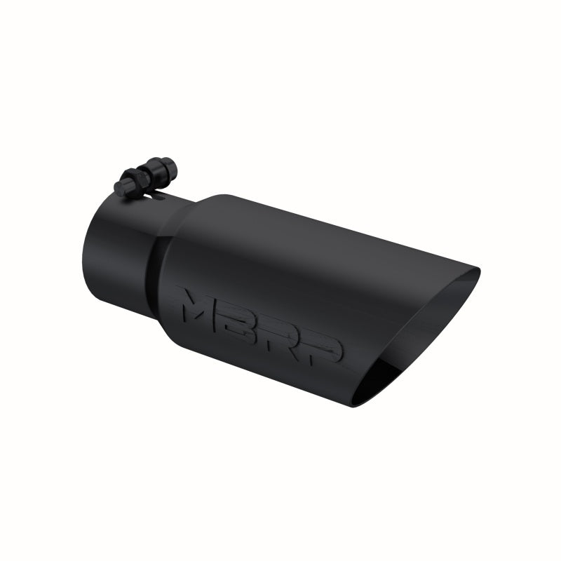 MBRP Universal Dual Wall Angled Exhaust Tip - 4 Inch OD, 3 Inch Inlet, 10 Inch Length, Black Coated Stainless Steel