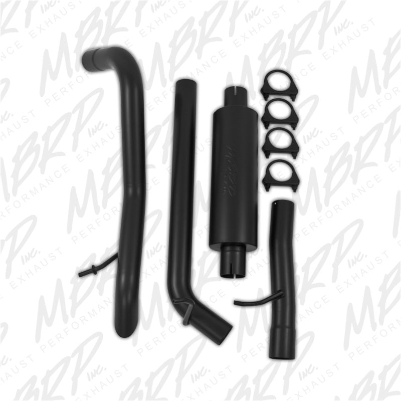 MBRP Armor BLK Series Cat Back Exhaust System for 2012-2014 Jeep Wrangler 3.6L V6 – Single Rear Exit, Black Coated