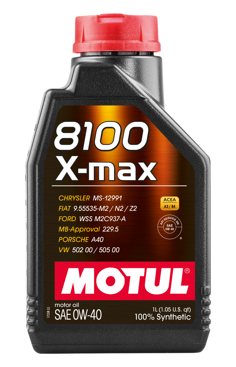 Motul 8100 X-Max 0W-40 Synthetic Engine Oil for BMW and Porsche Vehicles