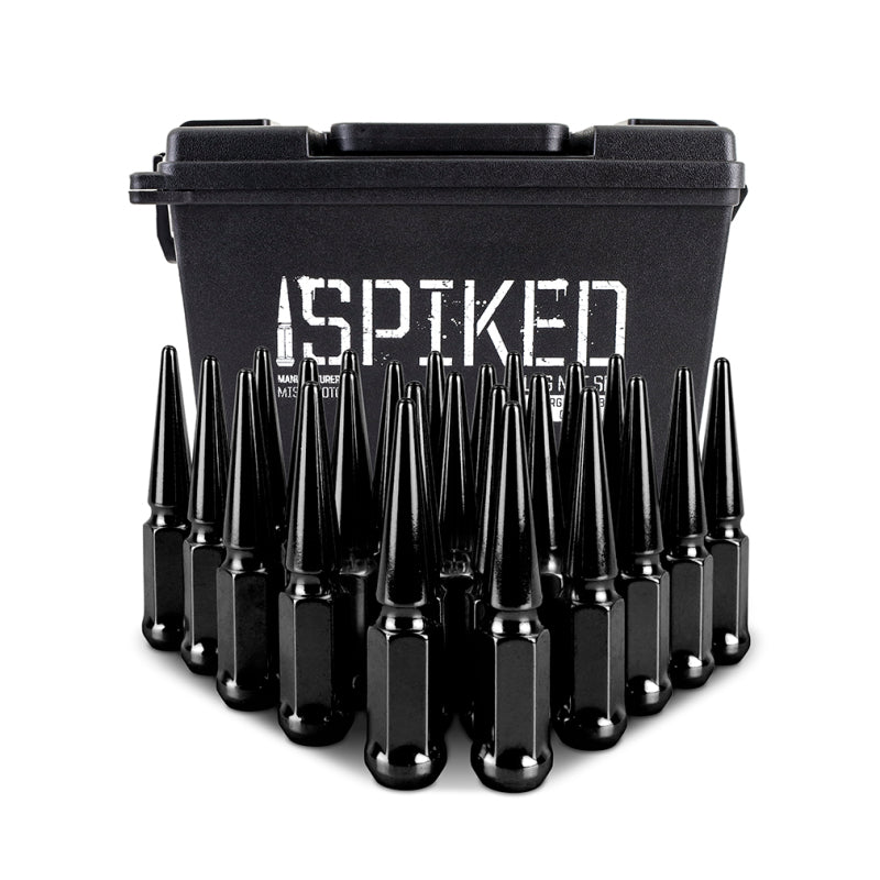 Mishimoto Steel Spiked Lug Nuts M12 x 1.5 – 24-Piece Black Set for Enhanced Wheel Security and Style