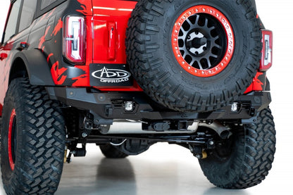 Addictive Desert Designs 21-22 Ford Bronco Bomber Rear Bumper with Mounts for Cube Lights in Hammer Black