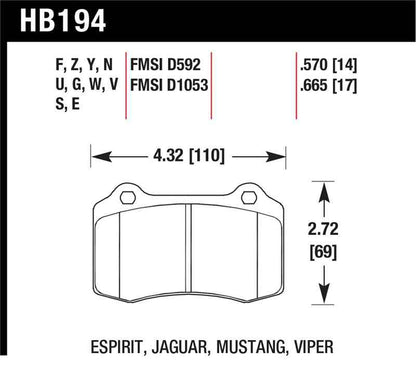 Hawk 2010 Camaro SS HPS Street Rear Brake Pads