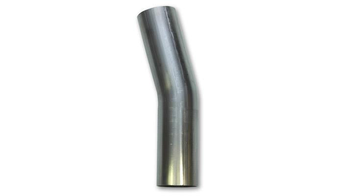 Vibrant 2.5 Inch OD T304 Stainless Steel 15 Degree Mandrel Bend – 5 Inch x 5 Inch Leg Lengths, 3.5 Inch Centerline Radius