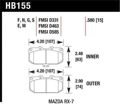 Hawk 86-95 Mazda RX-7 DTC-60 Race Front Brake Pads