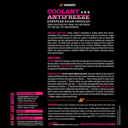 Mishimoto Liquid Chill EG Coolant for European and Asian Vehicles – Pink/Red – Part Number MMRA-LC-EG-PK