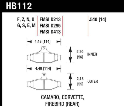 Hawk 84-96 Corvette /88.5-97 Pontiac Firebird HP+ Street Rear Brake Pad