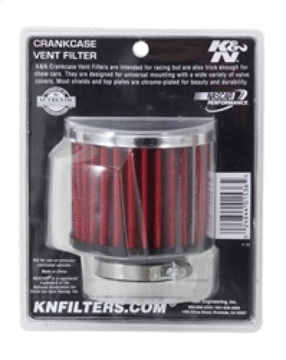 K&N Engineering 62-1460 1.5-inch Flange Chrome Finish Rubber Base Crankcase Vent Filter