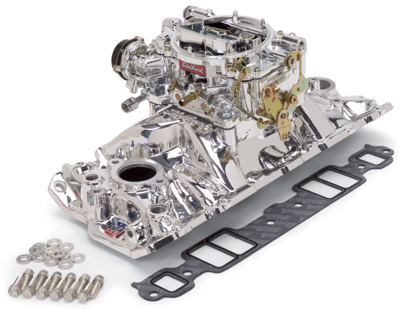 Edelbrock Part 2021 Small-Block Chevy Single-Quad Manifold and Carburetor Kit
