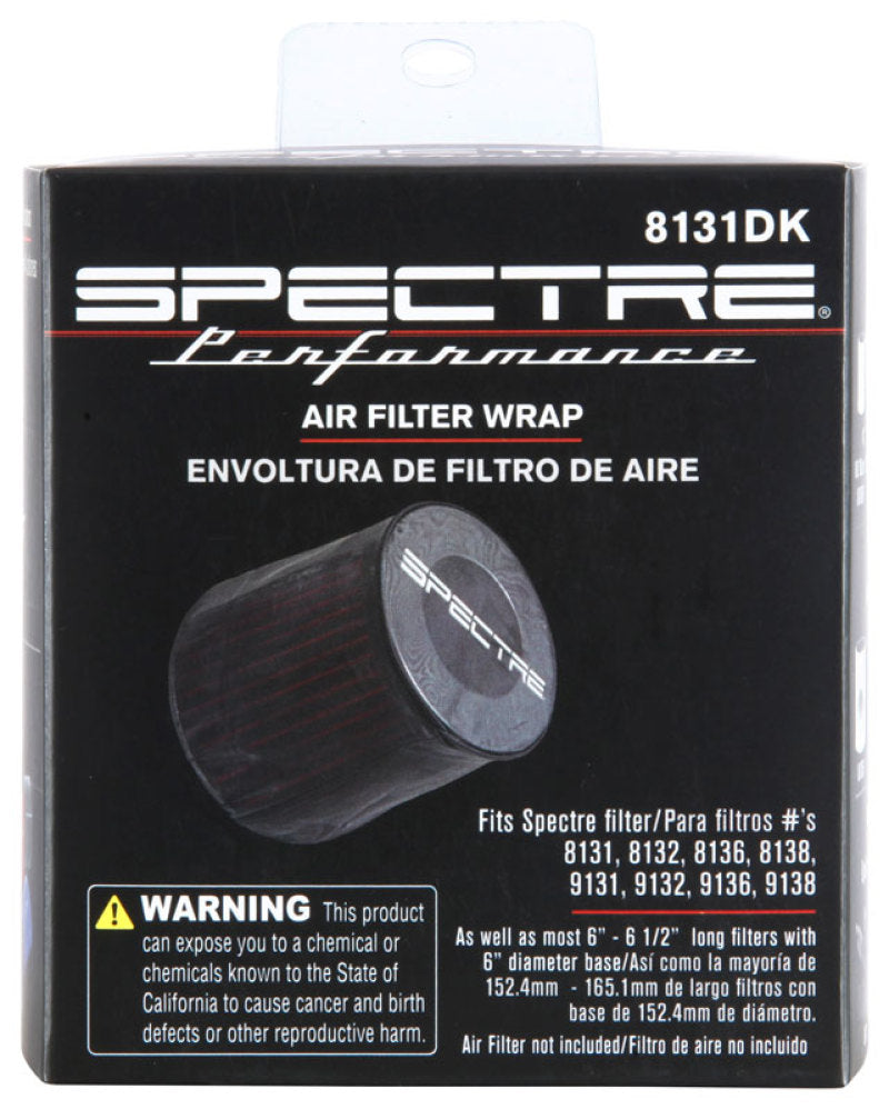 Spectre Universal Pre-Filter Wrap 6 in. x 6.125 in. - Black | Part Number 8131DK