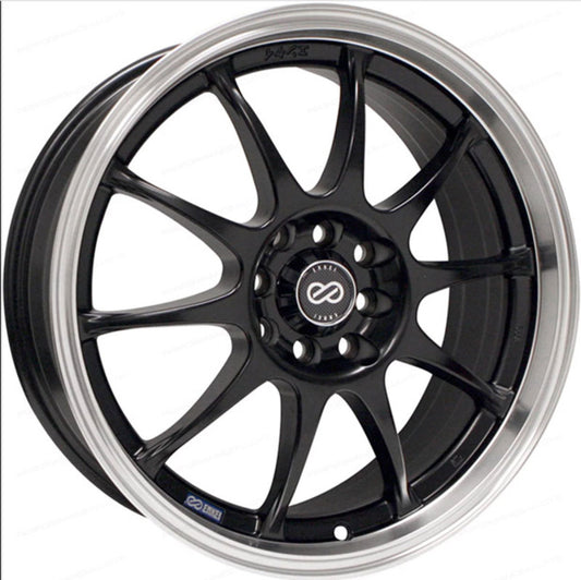 Enkei J10 17x7 Matte Black Wheel with Machined Lip – Dual Bolt Pattern 5x100/114.3, +38mm Offset