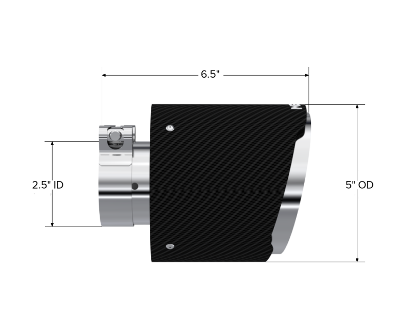 MBRP Universal Carbon Fiber Exhaust Tip 2.5 in. Inlet, 5 in. Outlet, 6.5 in. Length – Angle Cut Dual Wall Design