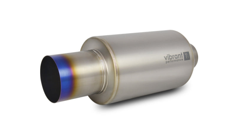 Vibrant Titanium Muffler with Straight Cut Burnt Tip – 3.5 Inch Inlet and Outlet, Part Number 17564