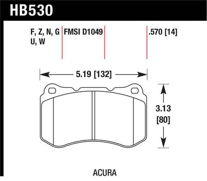 Hawk 07-08 Acura TL Type S DTC-60 Race Front Brake Pads