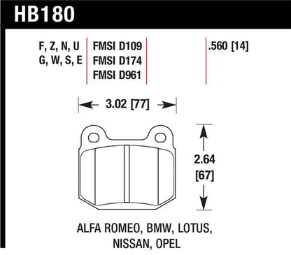 Hawk 03-06 Evo / 04-09 STi / 03-07 350z Track Performance Ceramic Street Rear Brake Pads