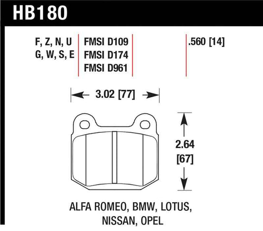 Hawk 03-06 Evo / 04-09 STi / 03-07 350z Track Performance Ceramic Street Rear Brake Pads
