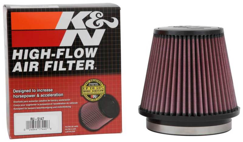 K&N Engineering Universal Rubber Air Filter Part RU-5147 – 5-inch Flange, 6.5-inch Base, 4.5-inch Top, 5.5-inch Height for Chevrolet Cruze
