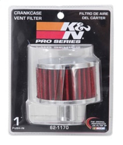 K&N Engineering 62-1170 1-Inch Crankcase Vent Filter with Chrome Finish