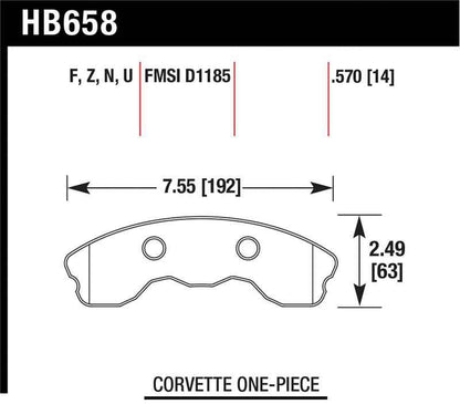 Hawk 2010-2013 Chevy Corvette Grand Sport (One-Piece Pads) High Perf. Street 5.0 Front Brake Pads