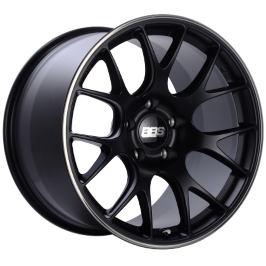 BBS CH-R 19x9.5 Inch Satin Black Polished Alloy Wheel with Rim Protector, Part Number CH123BPO