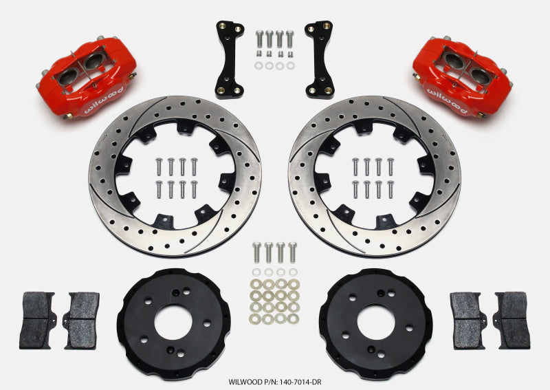 Wilwood Forged Dynalite Front Hat Kit 12.19in Drilled Red for Acura RSX 2002-2006