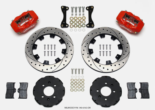 Wilwood Forged Dynalite Front Hat Kit 12.19 inch Drilled Red for 1990-1992 Acura Integra with 262mm Disc