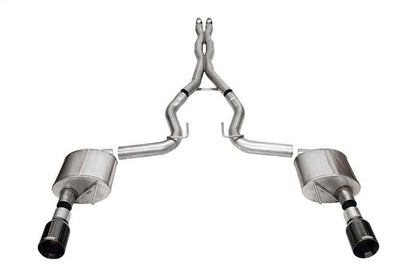 Corsa 24+ Ford MustangGT Xtreme Cat-Back Ex.Sys 3.0in Dual Rear Exit w/4.5in Blk PVD StraightCut Tip