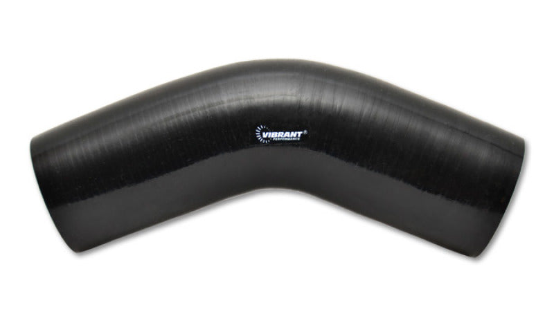 Vibrant 4 Ply Reinforced Silicone Elbow Connector - 4.5in I.D. - 45 Degree Angle, Black