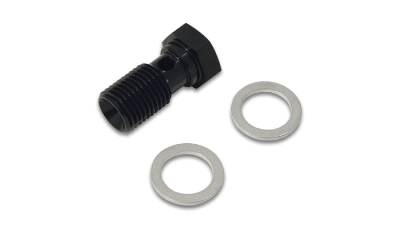 Vibrant Aluminum Banjo Bolt with Washers – M8 x 1.25 Thread, 20mm Length, Black Anodized Finish