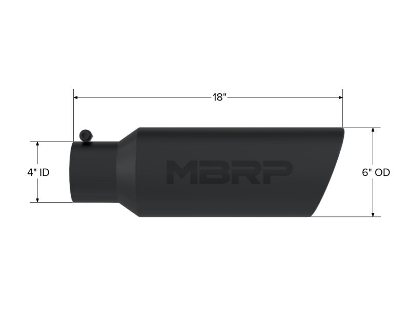MBRP Universal 6-inch OD Rolled End Exhaust Tip - Black Coated Stainless Steel, Part Number T5130BLK