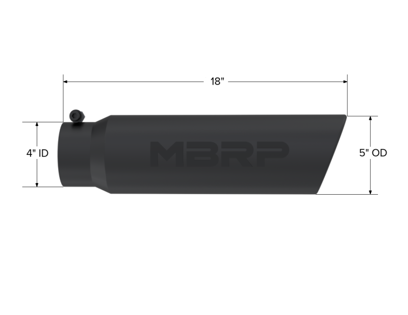 MBRP Universal 5-inch OD Black Exhaust Tip with Angled Rolled End - Part Number T5124BLK