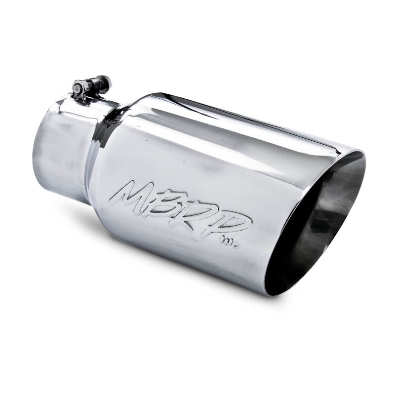 MBRP Universal Dual Wall Angled Exhaust Tip - 6 inch Outer Diameter, 4 inch Inlet, 12 inch Length, T304 Stainless Steel
