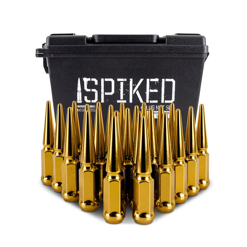Mishimoto Steel Spiked Lug Nuts M14 x 1.5 – Gold, 24-Piece Set