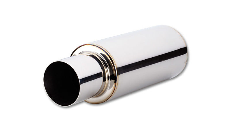 Vibrant TPV Round Muffler with 4-inch Tip and 2.5-inch Inlet | Automotive Exhaust System